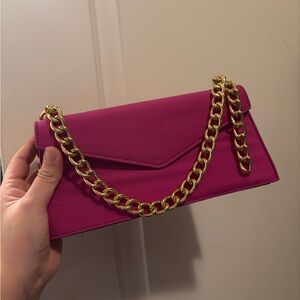 AKIRA Fuchsia Clutch with Gold Chain